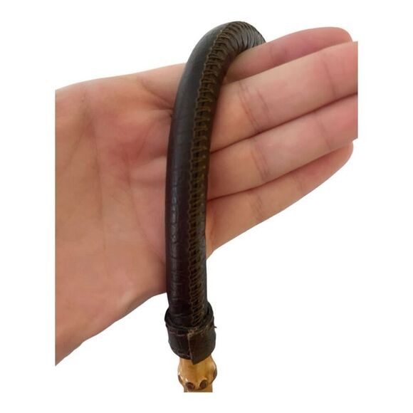 Gucci GG Canvas & Textured Leather Frame Bag with Bamboo Trim Handles - Picture 3 of 9